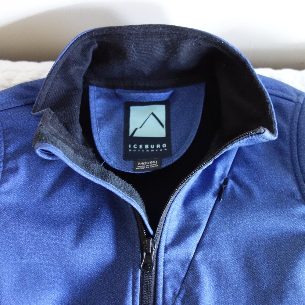 EUC ICEBURG OUTERWEAR Classic Soft Shell Navy Full Zip Jacket – Girls Med 6/6X